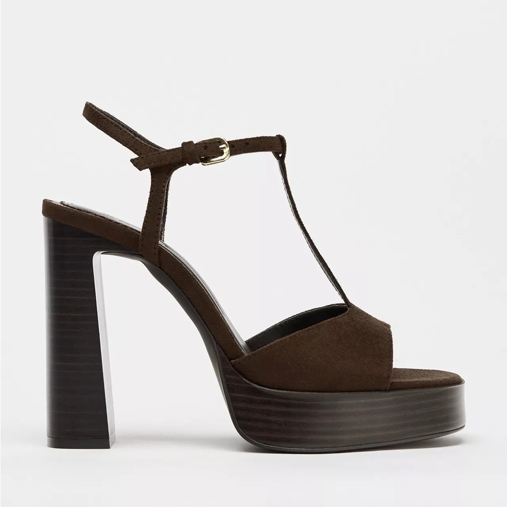 Zara Brown Strappy Heeled Sandals Heels